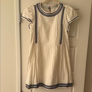 LOFT Cream & Black Patterned Dress